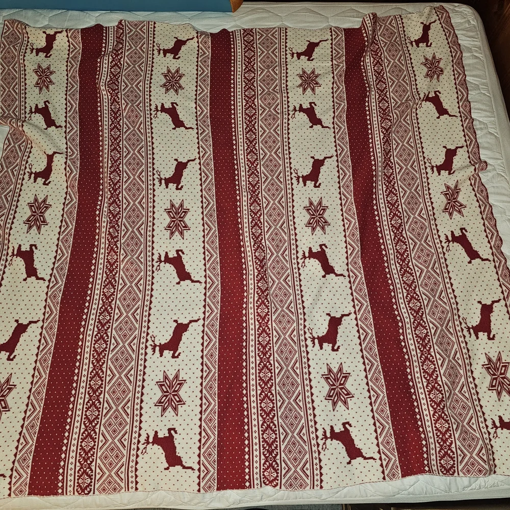 Festive Red and White Holiday Blanket